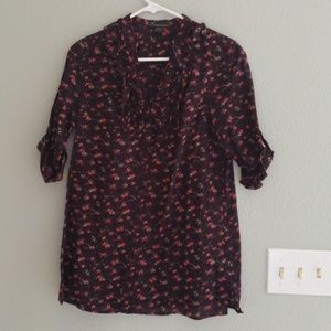 Floral button up with ruffles